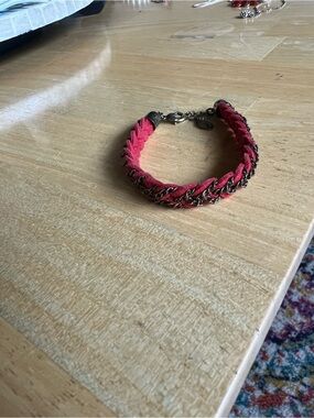 Women's Red Braided Chain Bracelet - Fashion Accessory